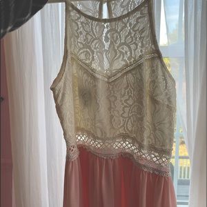 Delicate Pink and White Knitted Mini Dress